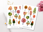 Preview: Herbst Bäume Sticker Set